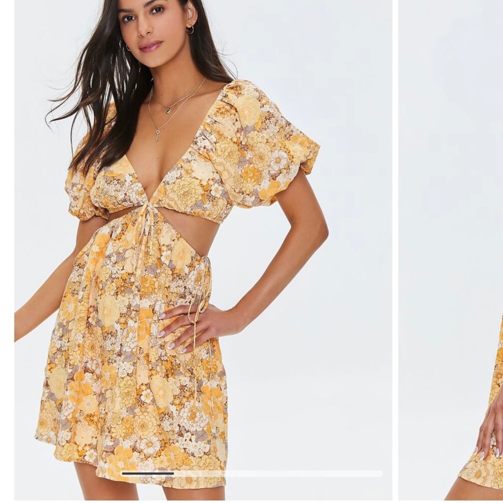 Forever 21 Yellow Floral Dress - Picture 1 of 5